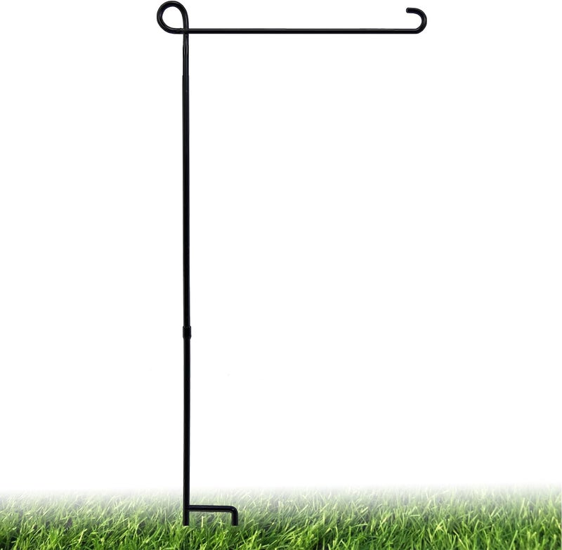 PHITRIC Garden Flag Holder Stand, Premium Powder-Coated Yard Flag Pole, Weather-Proof Black Metal Flagpole for Winter Garden Flag, Christmas Garden Flag, American Flag, Outdoor Garden Decor Decoration - Image 1